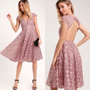 Lulus Jacqueline Floral Embroidered Open Back Dres